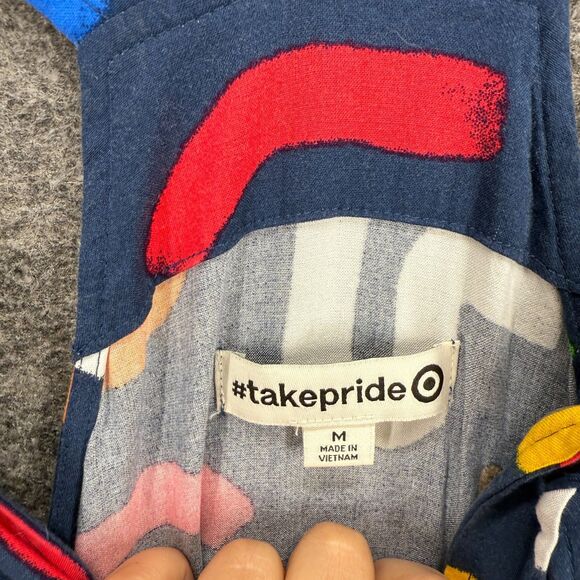 Takepride Jumpsuit Women M Medium Blue Geometric Sleeveless Straight Rayon - Picture 4 of 6